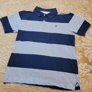 AMERICAN EAGLE OUTFITTER MENS GRAY & NAVY POLO SHIRT SIZE XS